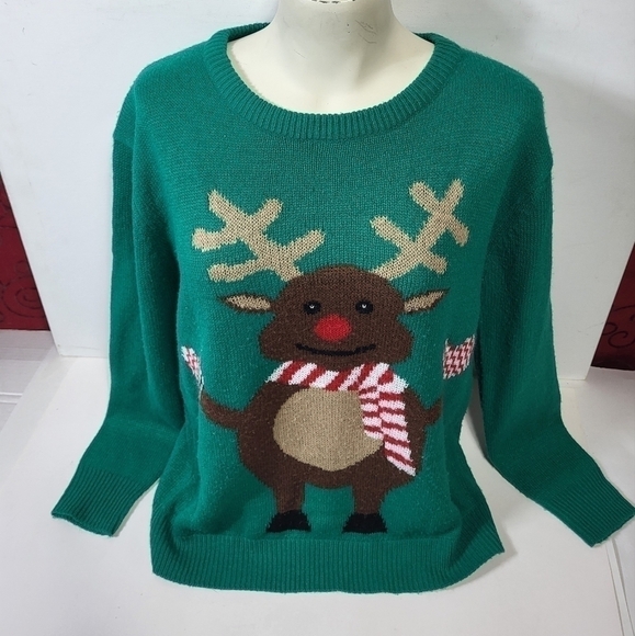 Christmas Green Rudolph Sweater - Picture 3 of 8